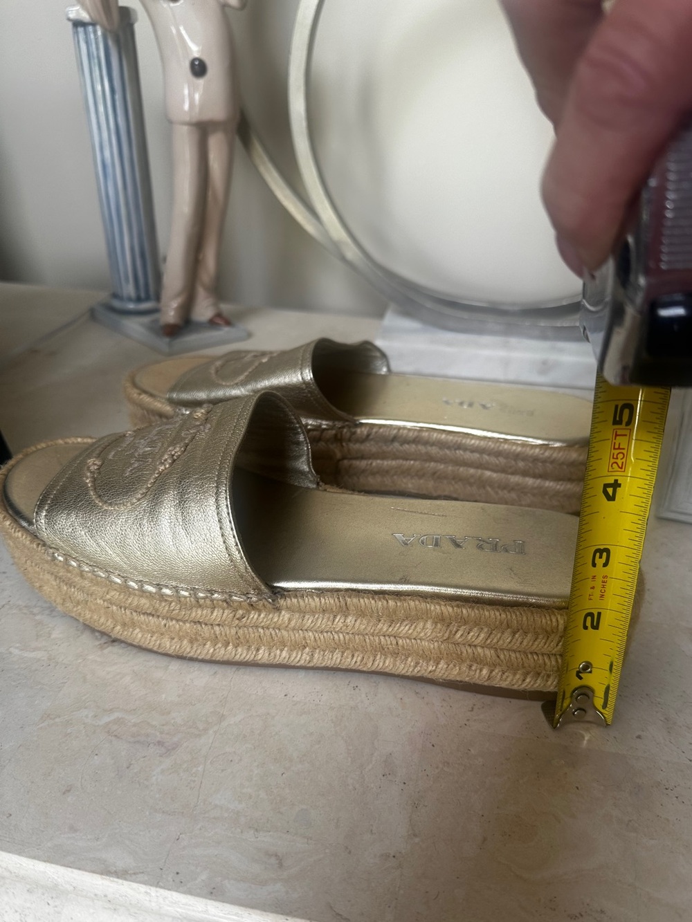 Prada Slide Sandals in Gold and Cream - Picture 9 of 9